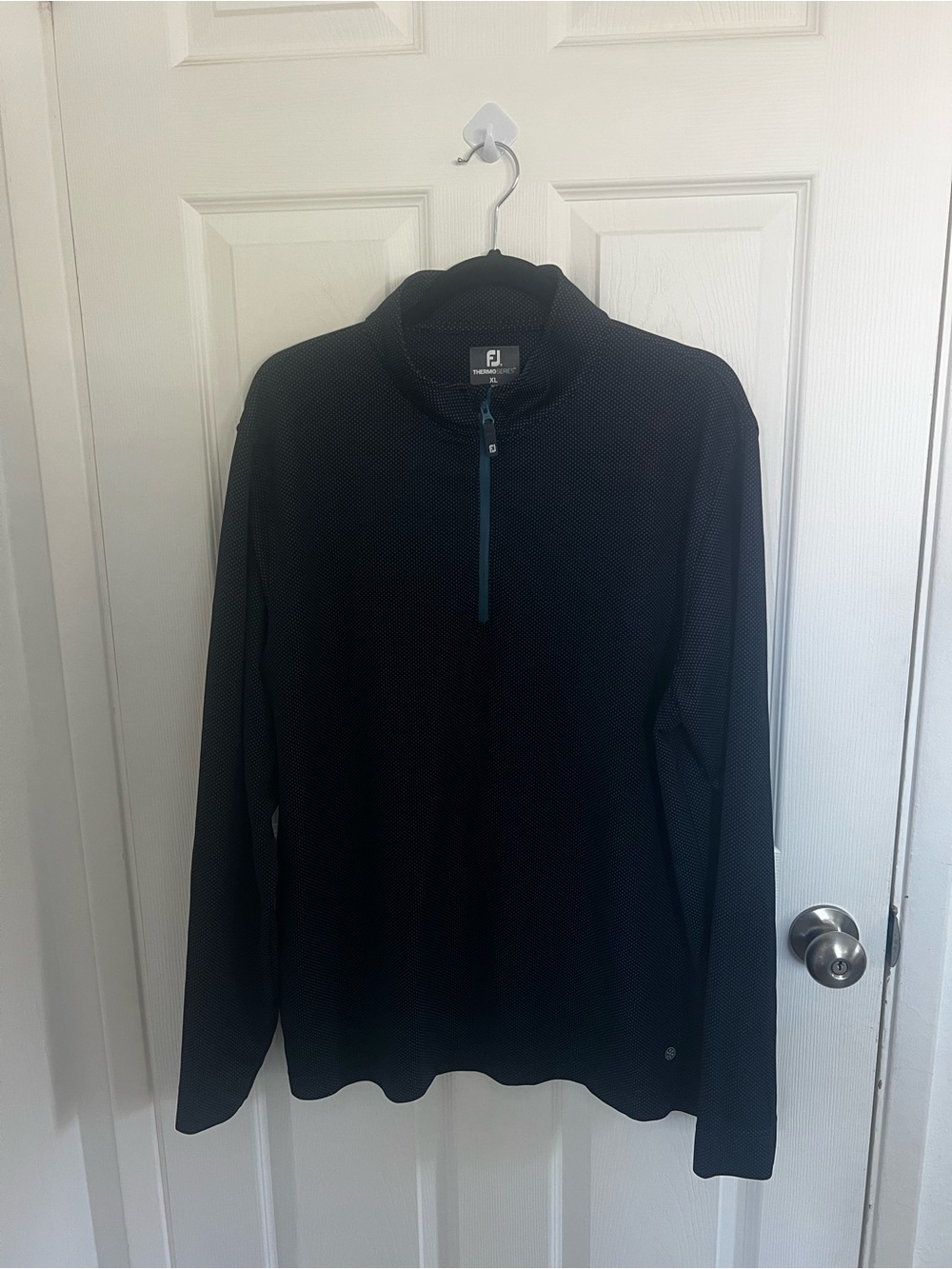 FootJoy Black Microdot 1/4 Zip Pullover with Teal Zipper